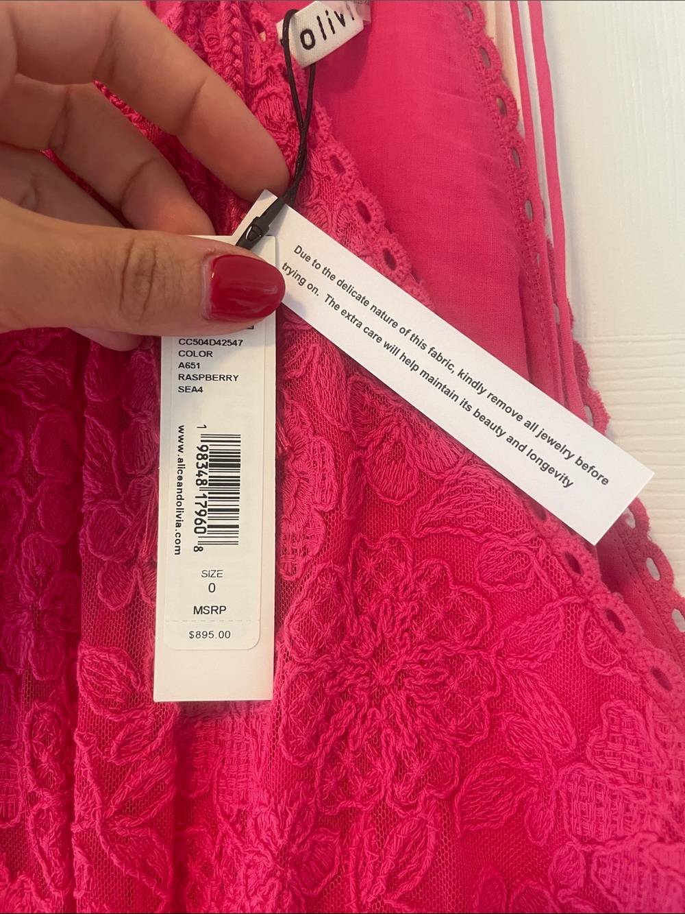 Alice + Olivia Hot Pink Lace Halter Maxi Dress with Cutouts - Picture 6 of 6